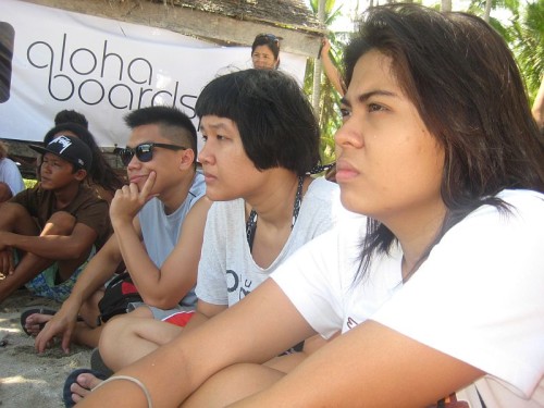 Members of the Media getting a Surfing Lesson at Dahican, Mati