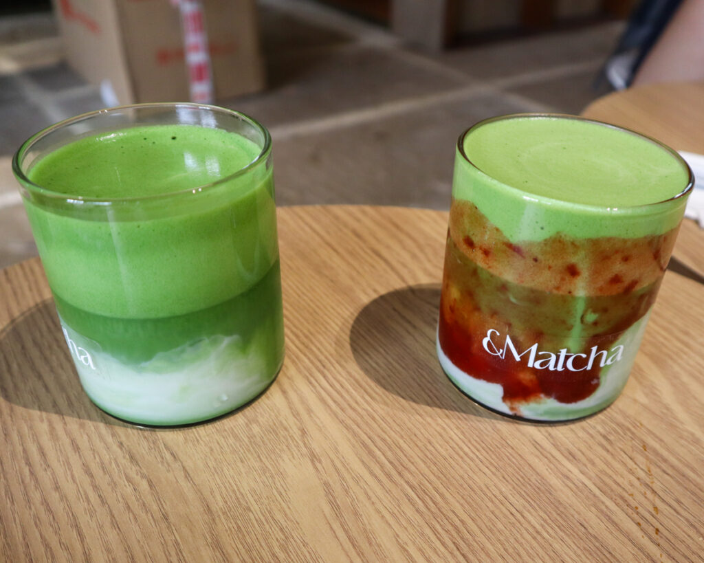 Matcha Latte and Strawberry Matcha by &Matcha
